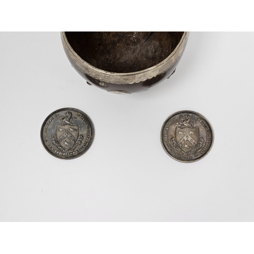 322 - Two George III silver commemorative scholastic medallions dated 1819, 4.5cm diameter and 19th centur... 