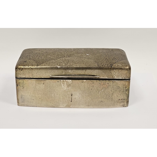 343 - Early 20th century silver cigarette box, London hallmark (hallmark is rubbed) of plain form the hing... 