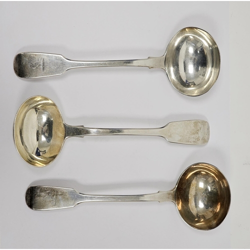 346 - Three Victorian silver ladles, hallmarked London, 1860, maker's mark for Chawner & Co. or George Ald... 