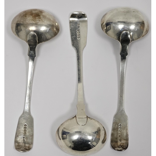 346 - Three Victorian silver ladles, hallmarked London, 1860, maker's mark for Chawner & Co. or George Ald... 