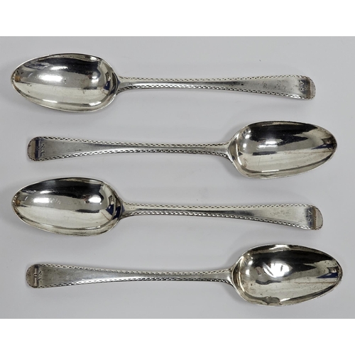 350 - Four George III silver serving or tablespoons, London 1776 William Fearn, Old English pattern with b... 