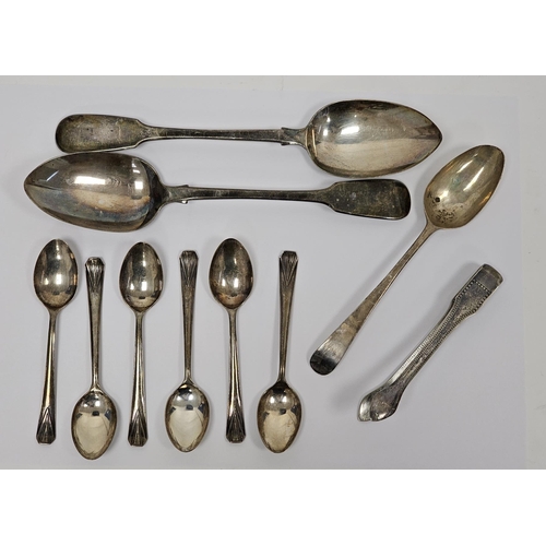 374 - Collection of silver cutlery including set of six George V teaspoons Sheffield 1935, pair of Victori... 