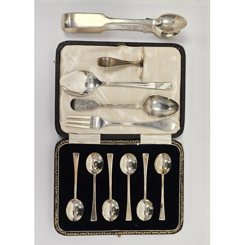 375 - Cased set of six Victorian silver ' The Devon ' teaspoons, London 1900 Thomas Bradbury & Sons, toget... 