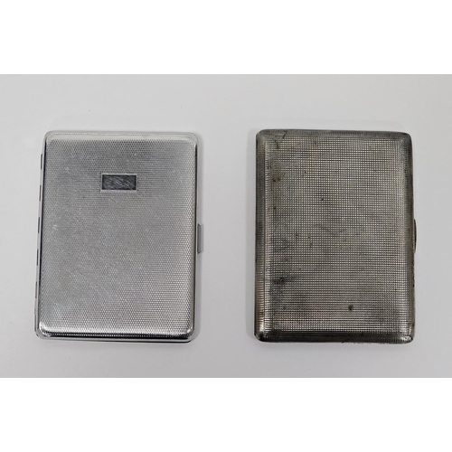 378 - Silver cigarette case, Birmingham 1948, W H Manton Limited, of rectangular form and grid decoration,... 