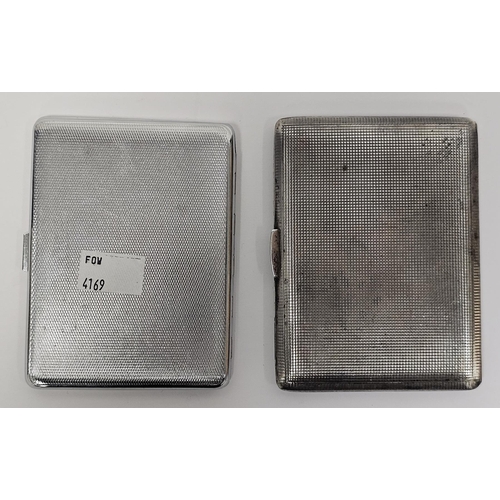 378 - Silver cigarette case, Birmingham 1948, W H Manton Limited, of rectangular form and grid decoration,... 