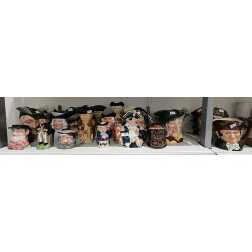 39 - Collection of 21 ceramic toby and character jugs, including Royal Doulton Robin Hood D527, Porthos D... 