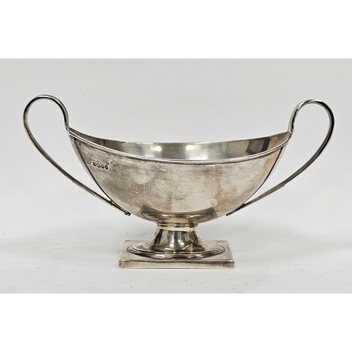 403 - George V silver sugar bowl, Sheffield 1934, Viners Ltd, with twin loop handles, plain oval body and ... 