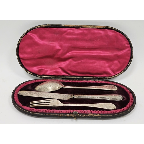 406 - Victorian silver three-piece cutlery set, Sheffield 1887, Richard Martin & Ebenezer Hall, old engish... 