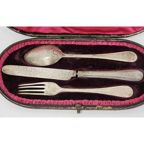 406 - Victorian silver three-piece cutlery set, Sheffield 1887, Richard Martin & Ebenezer Hall, old engish... 