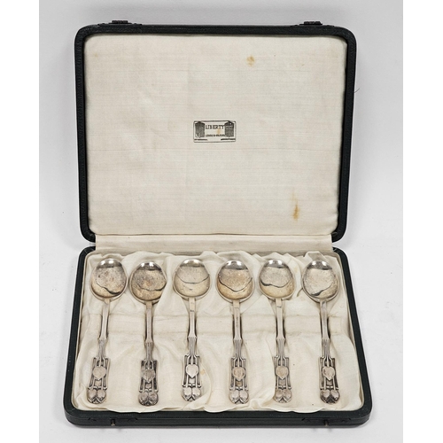 408 - Liberty & Co set of six silver teaspoons, Birmingham 1931, designed by Archibald Knox, the handles c... 