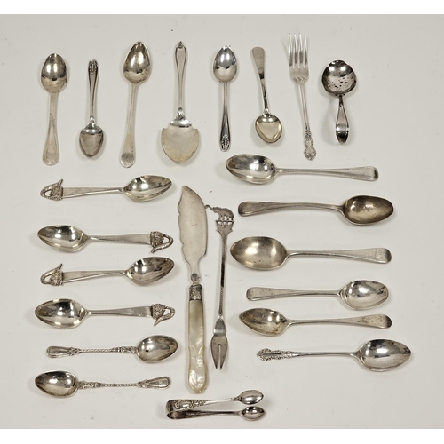 416 - Collection of Mixed Silver Cutlery including twelve silver teaspoons including Georgian, Victorian a... 