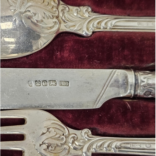 420 - Victorian Silver Three Piece Christening or Travelling Cutlery Set, Aaron Hadfield, Sheffied 1846, c... 