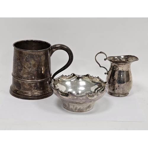 437 - George V Silver Tankard with glass bottom, William Hutton & Sons Ltd, Birmingham 1931, 11.5cm high, ... 