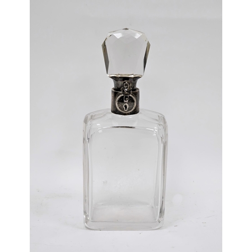 439 - Victorian silver-mounted glass decanter, Birmingham 1899, Hukin & Heath, with faceted glass stopper ... 