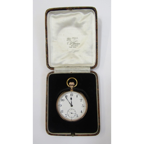 449 - Tacy Watch Co admiral 9ct gold open faced pocket watch, button winding with subsidiary seconds dial,... 