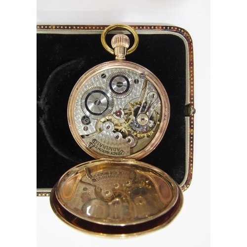 449 - Tacy Watch Co admiral 9ct gold open faced pocket watch, button winding with subsidiary seconds dial,... 