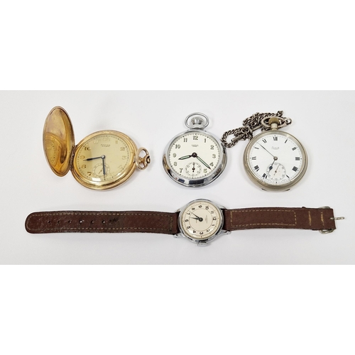 450 - Early 20th century silver plated open face pocket watch by Limit, the enamel dial with Roman numeral... 