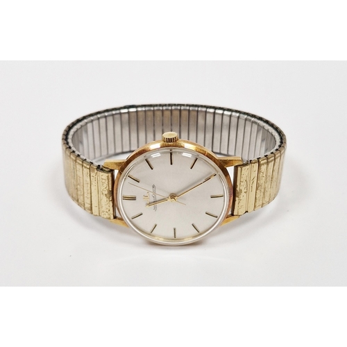 458 - Jaeger le-Coultre 18ct gold cased gentleman's wristwatch, the silvered dial with raised black and gi... 