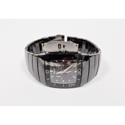 466 - Rado Diastar chronograph wristwatch, the square dial with three sub dials and date window, black cer... 