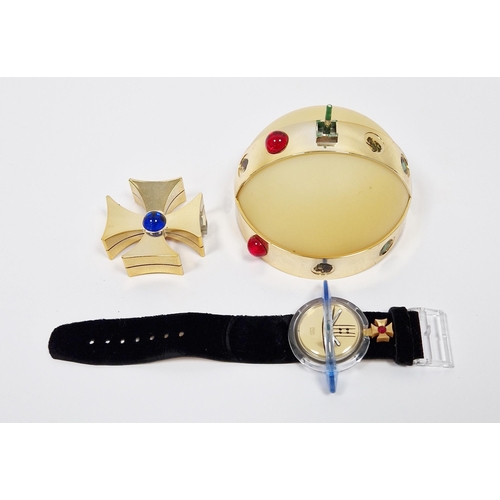 470 - Swatch POP by Vivienne Westwood, quartz wristwatch, on velvet strap, in half of its original case