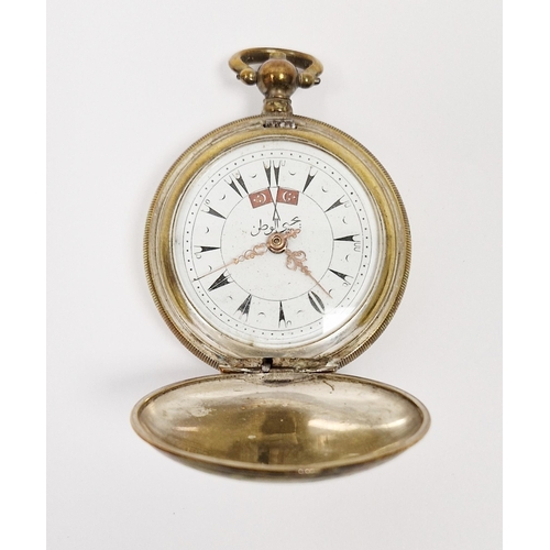 472 - 19th century full hunter pocket watch, with Ottoman hour markers, gilt metal cased