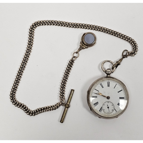 473 - Victorian silver cased open face pocket watch, the enamel dial with Roman numerals denoting hours, s... 