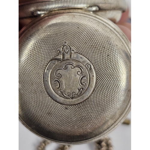 473 - Victorian silver cased open face pocket watch, the enamel dial with Roman numerals denoting hours, s... 