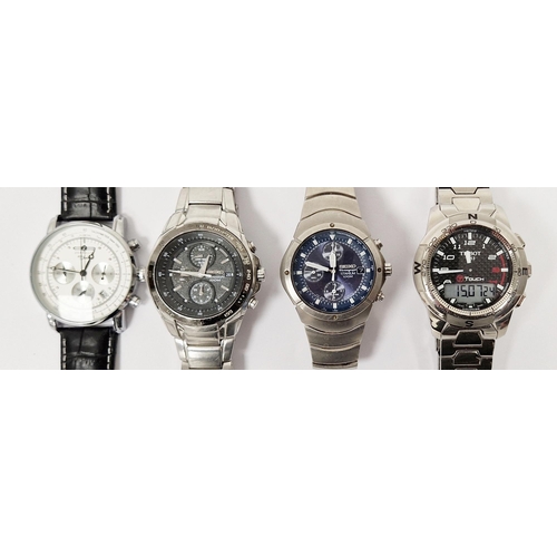 474 - Seiko chronograph quartz 100m wristwatch, together with a Tissot Touch, Seiko chronograph quartz Tit... 