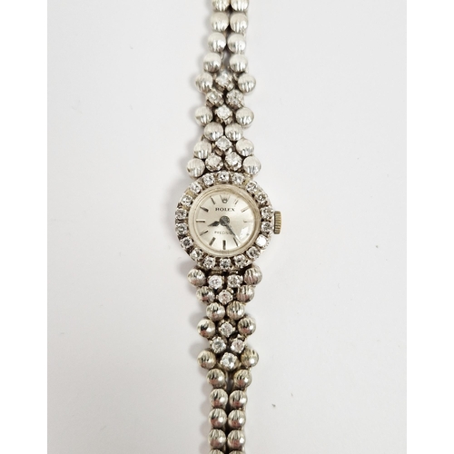 477 - Vintage Rolex 18ct white gold lady's wristwatch, diamond set bezel and part diamond set bracelet, th... 