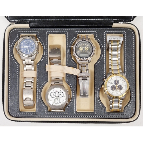 483 - Collection of modern wristwatches, to include Citizen Ecodrive chronograph, Accurist Titanium, Rotar... 