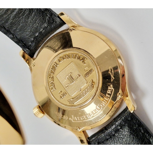 487 - Jaeger Le Coultre 18ct gold cased Master Control 1000 hours wristwatch, the silvered dial with baton... 