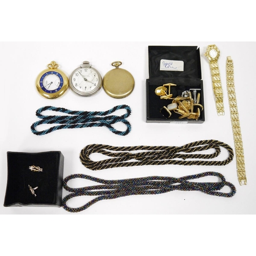 525 - Collection of costume jewellery, cufflinks, watches and pocket watches