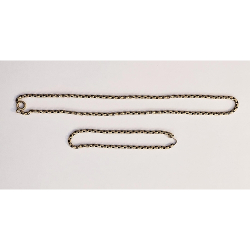 535 - Antique gold-coloured metal oval link chain, 11.8g (broken) (valued as 9ct gold, unmarked)