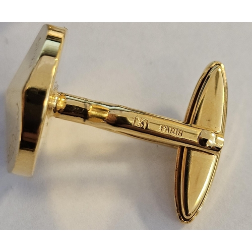 548 - Pair of gilt and white metal Dupont cufflinks, double-bar pattern, another pair Dupont circular gilt... 