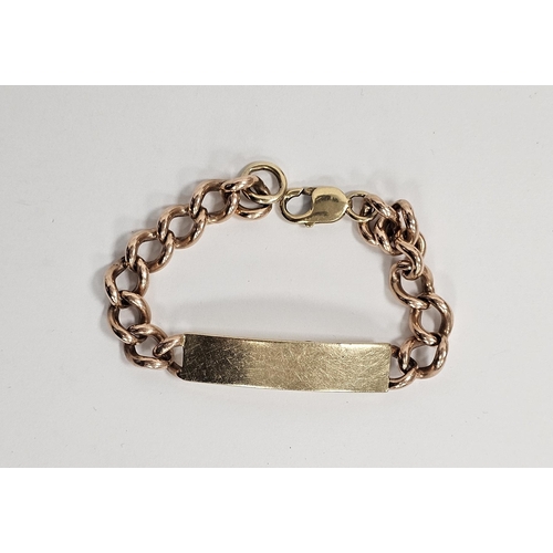 572 - 9ct gold identity bracelet with rose-gold curb link chain and yellow gold clasp 56g total approx