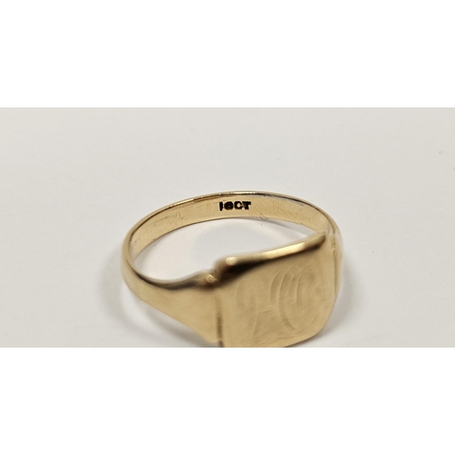 576 - 18ct gold signet ring with square top, initials worn 5.5g approx size S