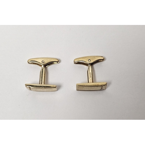 580 - Pair of 9ct gold and diamond cufflinks each with rectangular panel set with single diamond each with... 