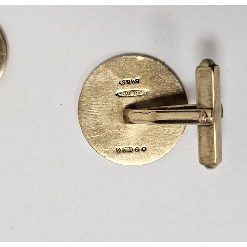 583 - Pair of 9ct gold cufflinks each circular initialled 'DH' 6.9g total approx and two gold coloured met... 