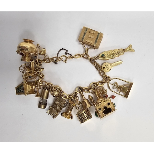 650 - LOT WITHDRAWN
18ct gold oval link charm bracelet with multiple charms, some hallmarked 9ct some unma... 