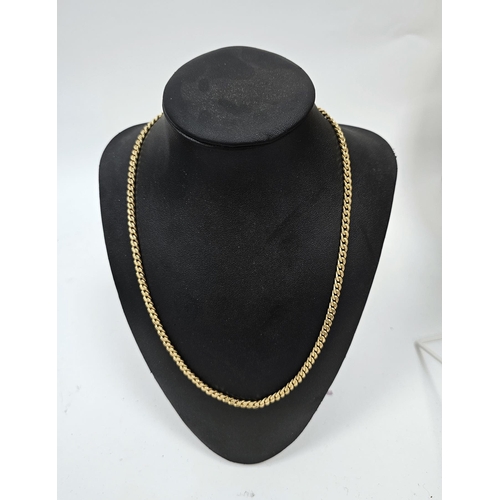 655 - 9ct gold chain necklace of flattened curb pattern links stamped 375, 50cm long 12.4g approx