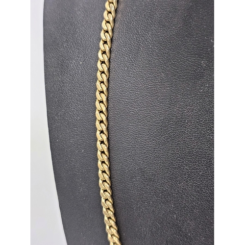 655 - 9ct gold chain necklace of flattened curb pattern links stamped 375, 50cm long 12.4g approx