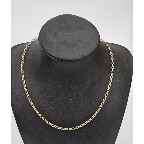 679 - 9ct gold chain necklace, belcher pattern, 40cm long, 8.9g approx