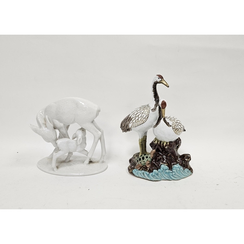 70 - Rosenthal white glazed porcelain model of a doe and fawn modelled by Rudolf Rempel 16cm high and a m... 