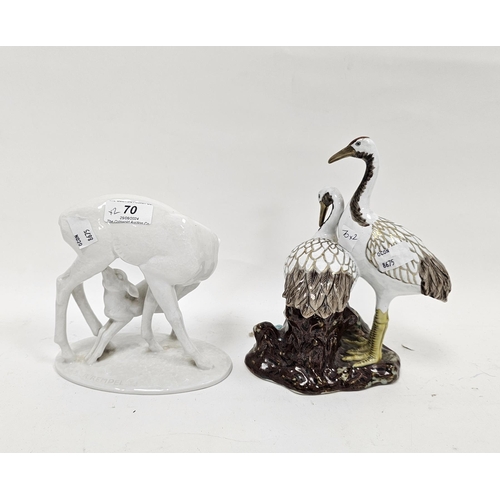 70 - Rosenthal white glazed porcelain model of a doe and fawn modelled by Rudolf Rempel 16cm high and a m... 