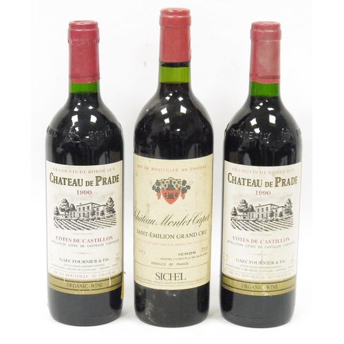 702 - Two bottles of Chateau de Prade Cotes de Castillon grand vin de Bordeaux 1990 by Gaec Fournier et Fi... 