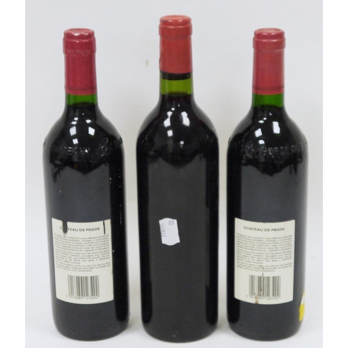 702 - Two bottles of Chateau de Prade Cotes de Castillon grand vin de Bordeaux 1990 by Gaec Fournier et Fi... 