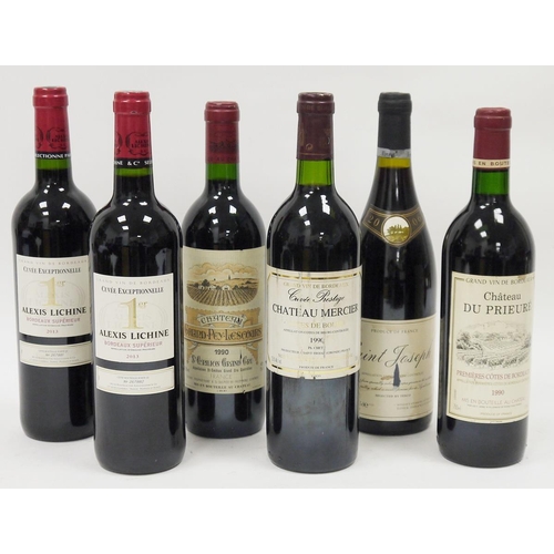 703 - Six bottles of mixed red wines to include one of Chateau Mercier 1990, Chateau du Prieure 1990, Chat... 