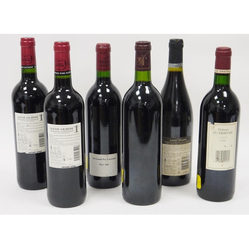 703 - Six bottles of mixed red wines to include one of Chateau Mercier 1990, Chateau du Prieure 1990, Chat... 