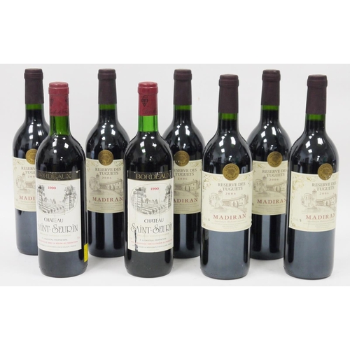 704 - Six bottles of Reserve des Tuguets 2006 Madiran and two of Chateau Saint Seurin 1990 Bordeaux (8)