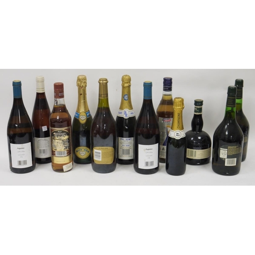 708 - Collection of still, sparking wines, liqueurs, etc to include two one litre Blue Nun, Pial D'Or, hal... 